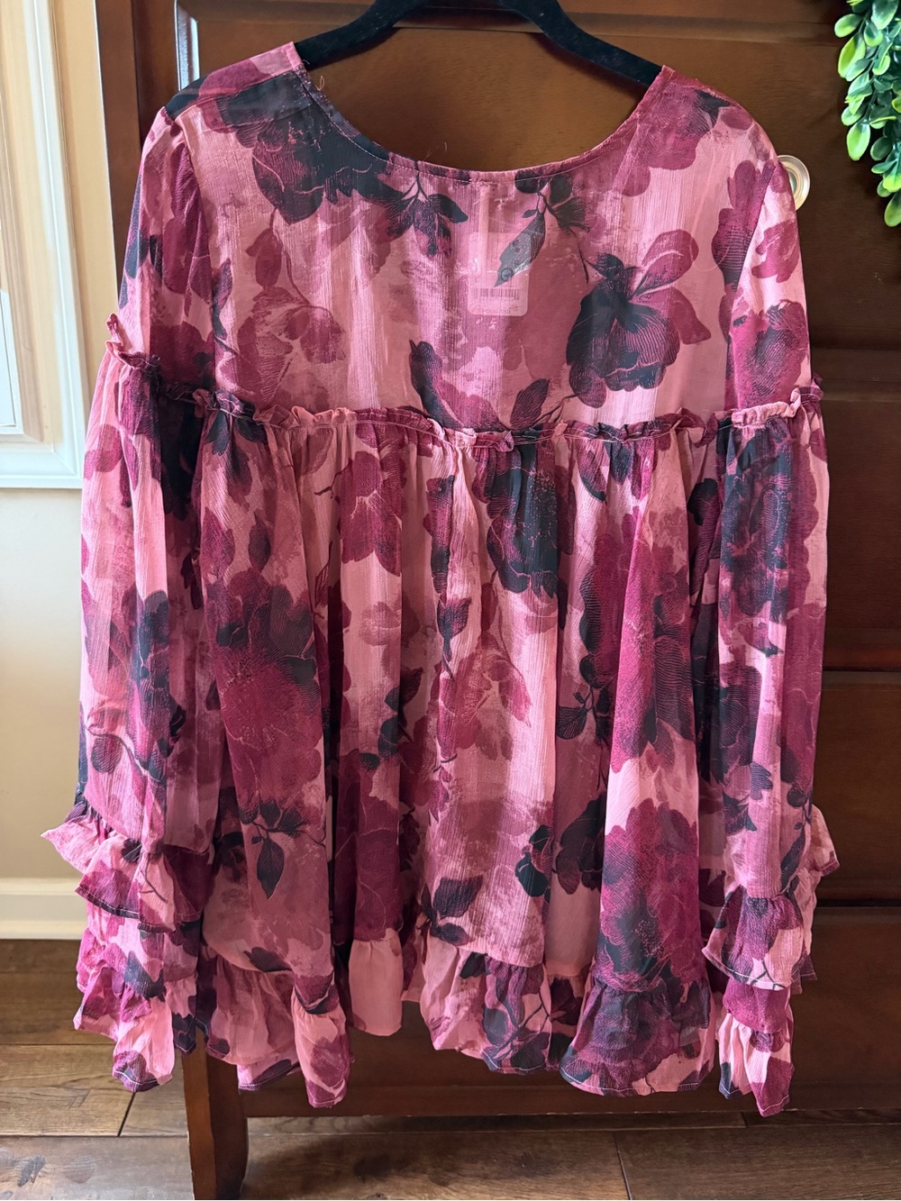 Free People Pink Floral Ruffle Tunic - Picture 2 of 4